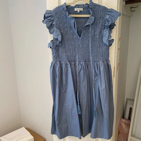 Moon River Dresses | Smocked Bodice Flutter Sleeve Midi Dress By Moon River | Color: Blue | Size: Xs | Katemcgee17's Closet Moon River Dresses | Smocked Bodice Flutter Sleeve Midi Dress By Moon River | Color: Blue | Size: Xs | Katemcgee17's Closet